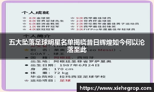 五大坠落足球明星名单揭晓昔日辉煌如今何以沦落至此
